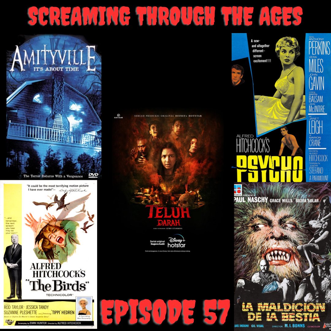 Episode 57 is available now wherever you get your podcasts. In this episode I get back to the history of Hitchcock, continue with my Amityville Franchise Review, review a pair of werewolf movies and dig into the horror series Blood Curse. #hitchcock #amityville #horrormovies