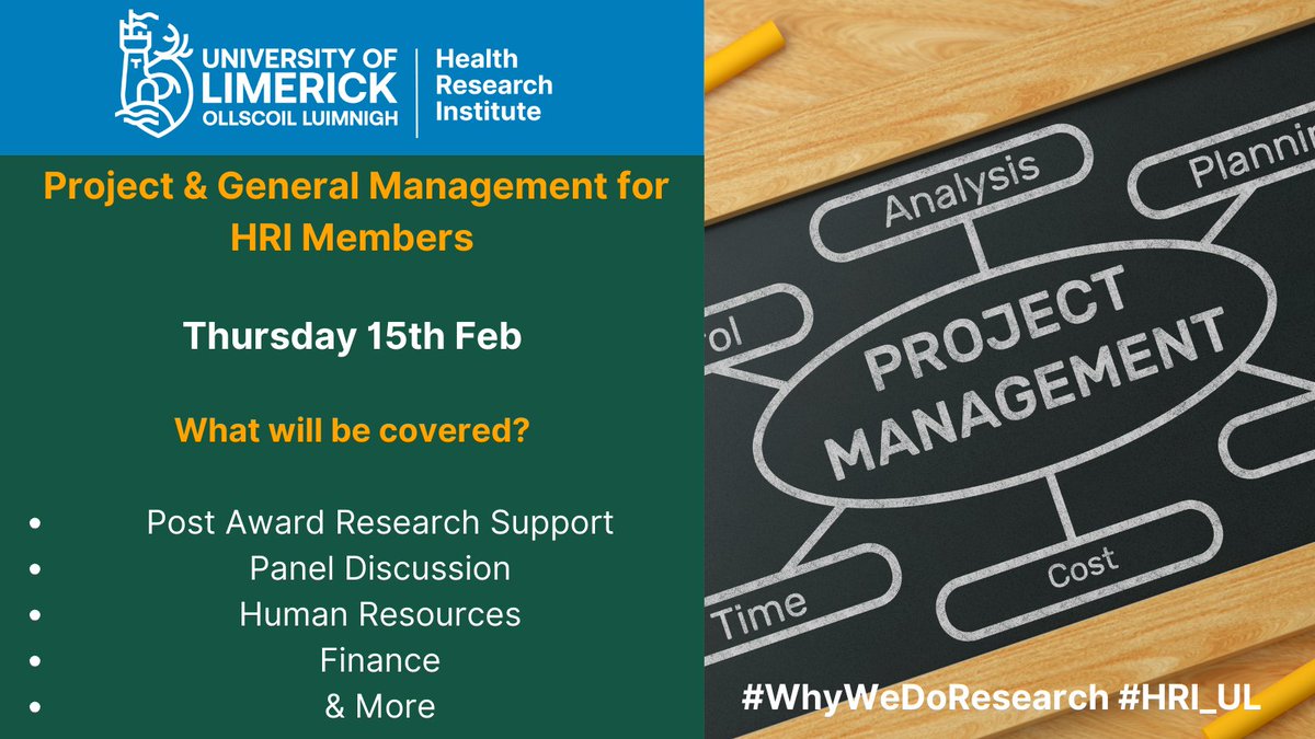 HRI_UL's tweet photo. Workshop ALERT
We are running a Project & General Management Workshop for our members.
This has limited places and sign-ups are on a first come first serve basis.
Email HRI@ul.ie for more info
#WhyWeDoResearch #ProjectMangement #HRI_UL https://t.co/eHjGdLEn1i