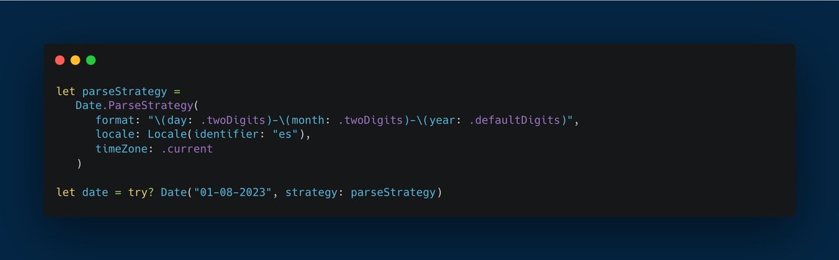 brunolorenzop's tweet image. If need to parse a Date with a custom format, take a look at Date.ParseStrategy

I found it useful when working with a backend API

#iosprogramming #swiftlang