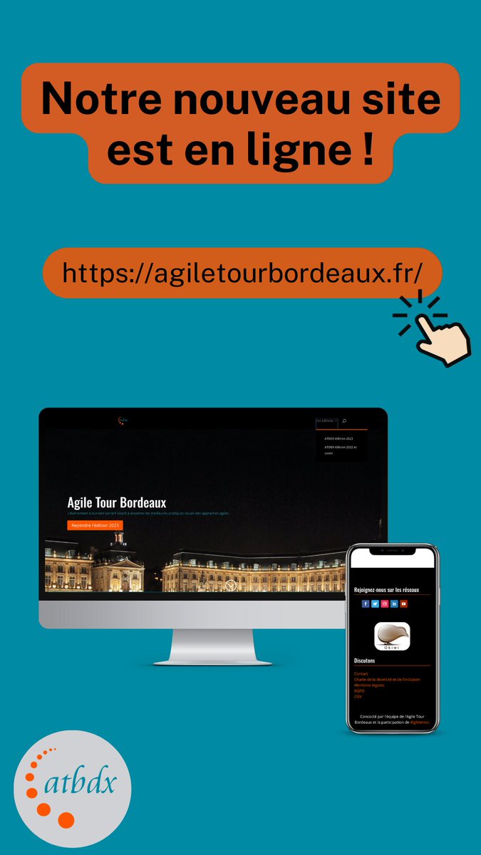 L’édition 2023 de l'#ATBDX est passée, direction 2024 ! Nous avons une surprise concoctée par l’équipe de l’ATBDX et la participation de BigMentor 🎁 Notre nouveau site internet agiletourbordeaux.fr 🎉 Un retour à nous faire ? N’hésitez pas à le mettre en commentaire !