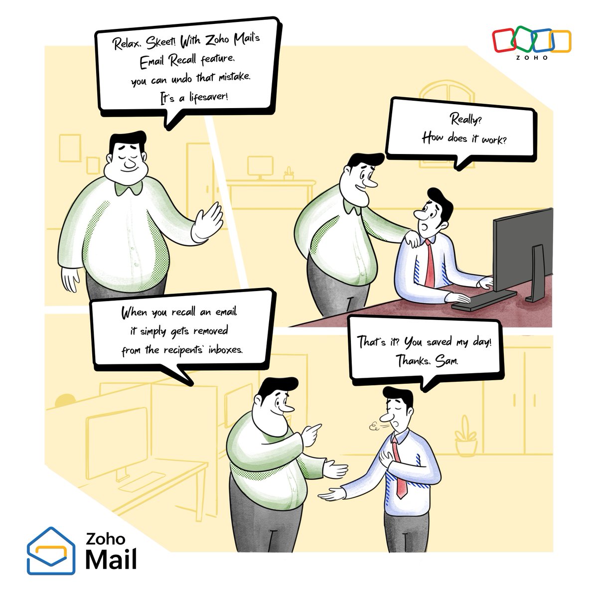 ZohoMail's tweet photo. Ever sent an email in a rush and immediately regretted it? Well, no more regrets. With Zoho Mail's Email Recall feature, your mistakes can be undone with ease. A life-saving feature for those critical moments.
#EmailRescue #ZohoMail #EmailMagic https://t.co/GVnCHFIkxs