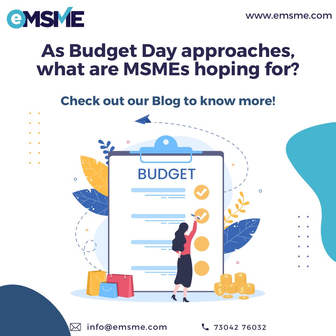 Check out our blog on What MSMEs can expect from the Budget 2024 - Fintech Services for Small Businesses and MSME | eMSME #eMSME #msme #india #government #budget #budget2024 #smallbusiness #businessadvice #fundingtips #businessplan #unionbudget