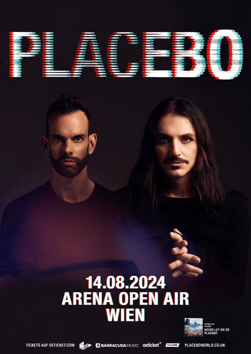 PLACEBO LIVE – WIEN, AUSTRIA, 2024 Wednesday 14 August – Arena Open Air, Wien Tickets on general sale – Wednesday, 31 January, 9am local time: placebo.ffm.to/wien2024.OTW