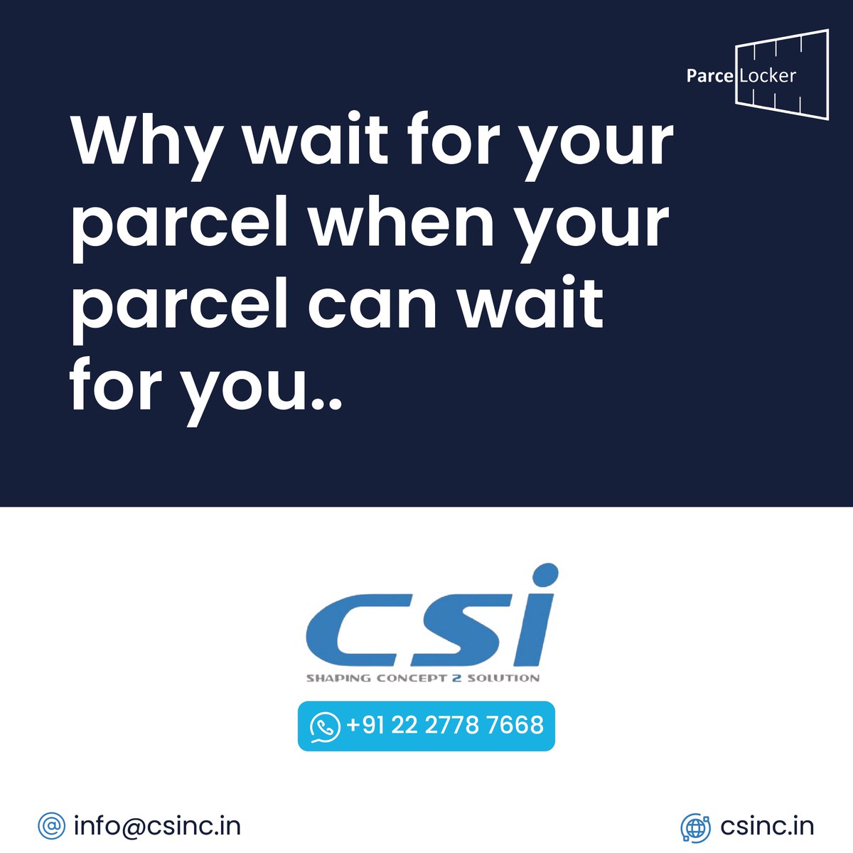 CsiComputech's tweet image. @CSIComputech&apos;s Smart Locker - efficiency, security, and convenience redefined for the modern delivery era!

Contact us: +91 22 2778 7668
For any queries E-mail - info@csinc.in
Visit our website: csinc.in

#csicomputech #parcellockers #parcellocker #247hourservice