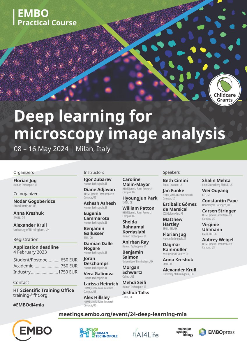 🔬 The future of #bioimageanalysis relies on #DeepLearning and #AI. How to navigate the new state-of-the-art techniques and how can these tools be used on your datasets? ⏰Last days to join us in Milan for the @EMBO #EMBOdl4mia Practical Course!👉humantechnopole.it/en/trainings/d…