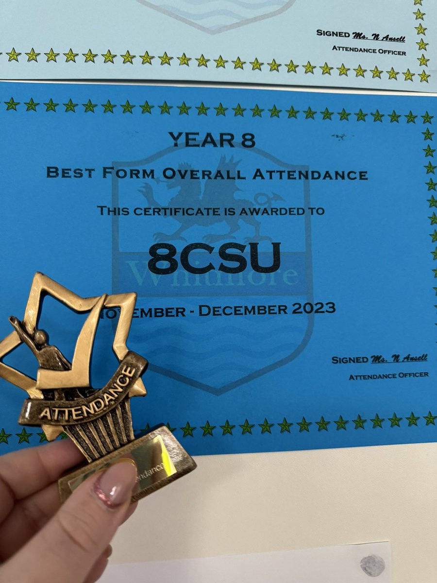 Wow! Best attendance for year 8 last half term. Da iawn 8CSU.