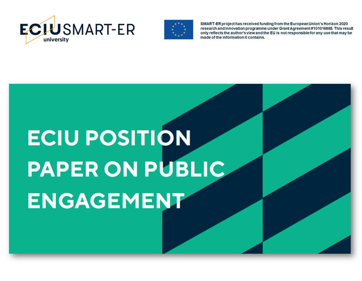🟢 We are thrilled to share ECIU Position Paper: Recommendations for ECIU Initiatives to Enhance #PublicEngagement. The paper was produced as a result of #ECIUuniversity #SMART_ER project activities. Read the paper ↘ ebooks.ktu.edu/product/eciu-p… #SDG11 #ResearchImpactEU #EU_H2020