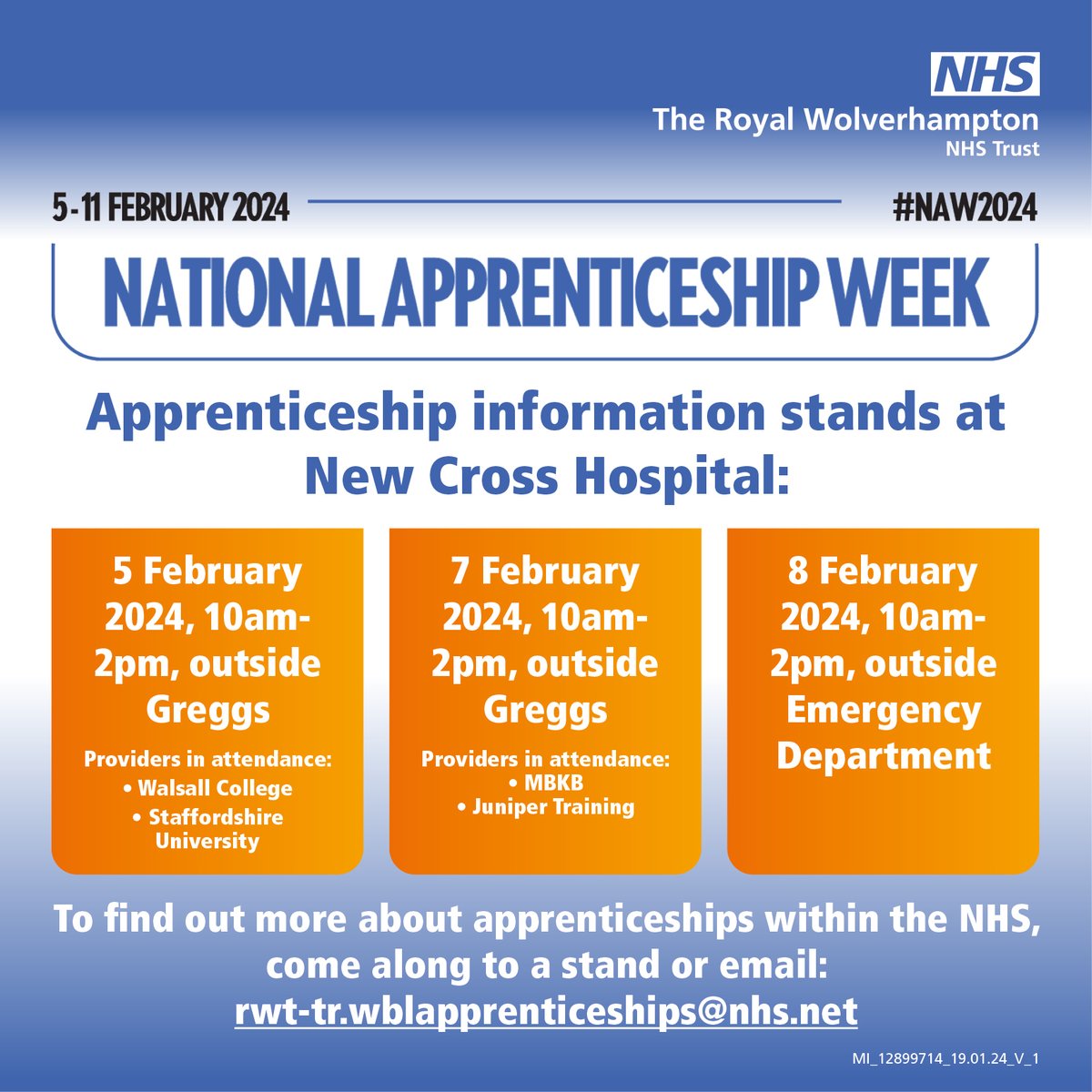 One week to go until #NationalApprenticeshipWeek 🥳 Want to learn more about apprenticeships in the NHS? Pop along to a stand at New Cross Hospital next week 👇👀