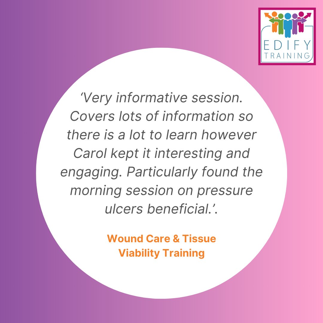 A wonderful testimonial for our Wound Care training!

Call us to discuss your training needs on 01622 766078 and speak to one of our team.

# #WoundCareTraining #medicaltraining #continuingeducation #healthcareprofessionals #patientcare