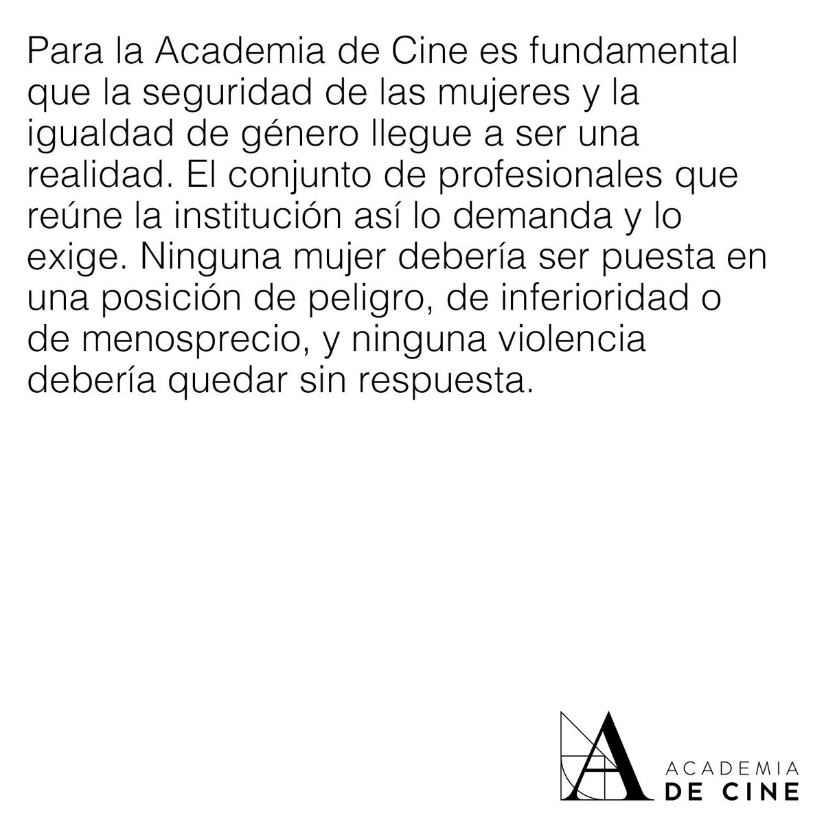 La Academia de Cine se solidariza con las víctimas de violencia sexual. academiadecine.com/2024/01/29/la-…