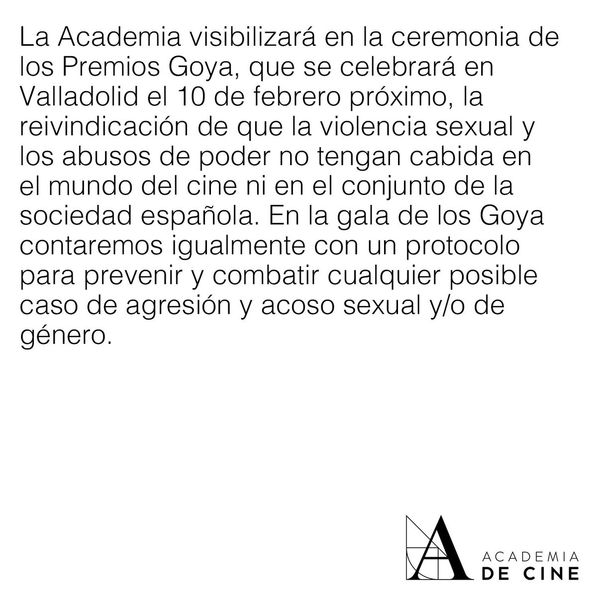 Academiadecine's tweet photo. La Academia de Cine se solidariza con las víctimas de violencia sexual.
https://t.co/kQ35qnKgLG https://t.co/OMX0Bqx9tu