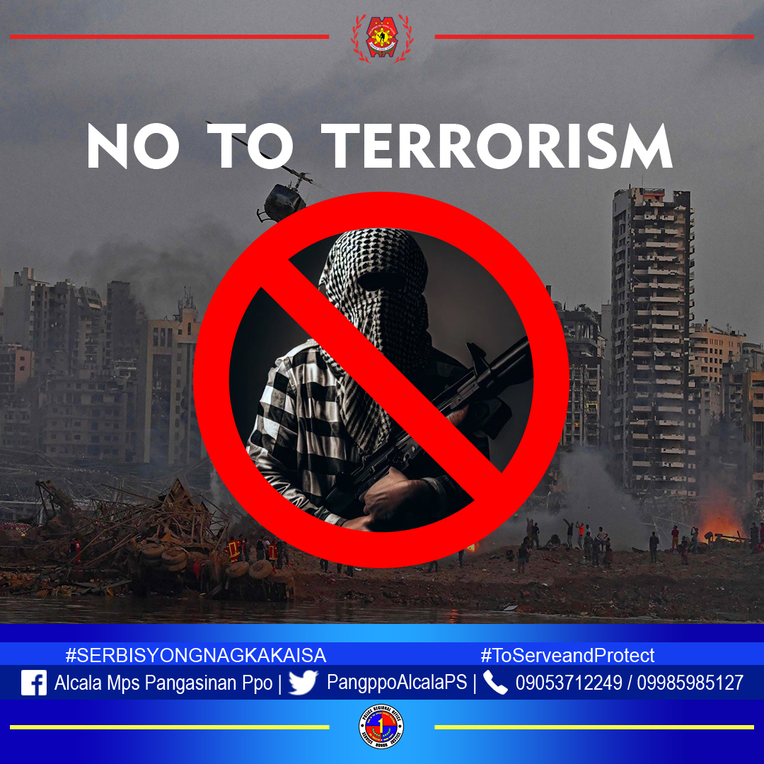 PangppoAlcalaPS's tweet photo. NO TO TERRORISM
#SerbisyongNagkakaisa
#ToServeandProtect
#BagongPilipinas
Pangasinan Police Provincial Office
PD Pangasinan PPO
Police Regional Office 1 https://t.co/Tx9fc75ARF