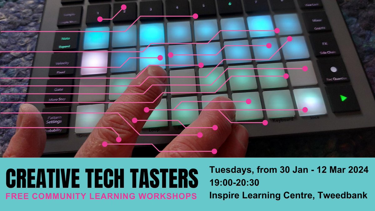 CoatCreative's tweet photo. Our 'Creative Tech Taster' course starts 19:00, 30/01/2024, at Inspire Learning, #Tweedbank.

Book your #free place to get hands on with #creative #technology, inc. paper #circuits, #microcomputers &amp; #robots, &amp; have fun with #numbers on the way:

https://t.co/tdXhK36mU9 https://t.co/f2BsN1ecxg
