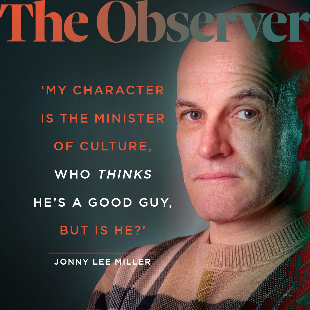 'The play explores artistic expression, truth, fiction and censorship. Which makes it sound quite heavy, but it’s actually very funny' #JonnyLeeMiller spoke all things #AMirrorPlay with #Observer Read the full article 👉 theguardian.com/culture/2024/j…