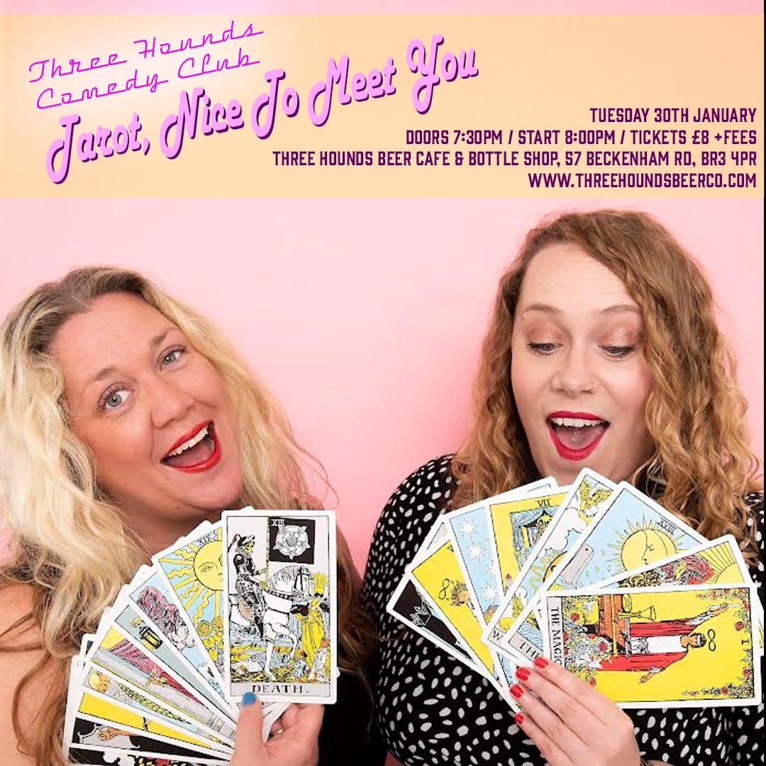 threehoundsbeer's tweet photo. This Tuesday!

There is just a handful of tickets left for tomorrow nights Tarot, Nice To Meet You with local Comedians and Tarot readers @Sarahiles82 &amp; @carlysmallman 

Tickets in the bio! https://t.co/KcFDPxAQzm