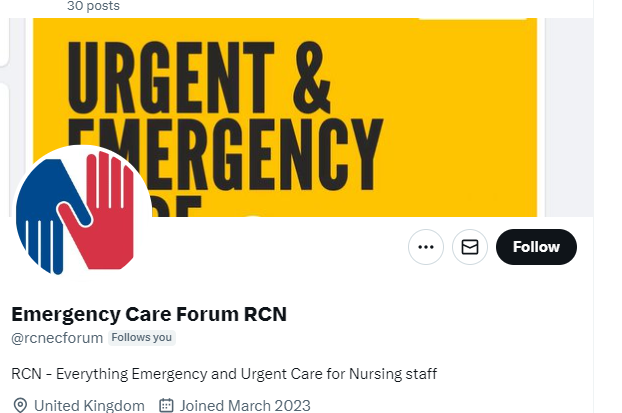 The RCN (@thercn) on Twitter photo Do you work in emergency care? Make sure you're following <a href="/rcnecforum/">Emergency Care Forum RCN</a> on X.
RCN forums allow you to follow developments in your field, contribute to consultations, network with peers and explore career development opportunities.
Find the full list: bit.ly/3w0oSAe Do you work in emergency care? Make sure you're following <a href="/rcnecforum/">Emergency Care Forum RCN</a> on X.
RCN forums allow you to follow developments in your field, contribute to consultations, network with peers and explore career development opportunities.
Find the full list: bit.ly/3w0oSAe