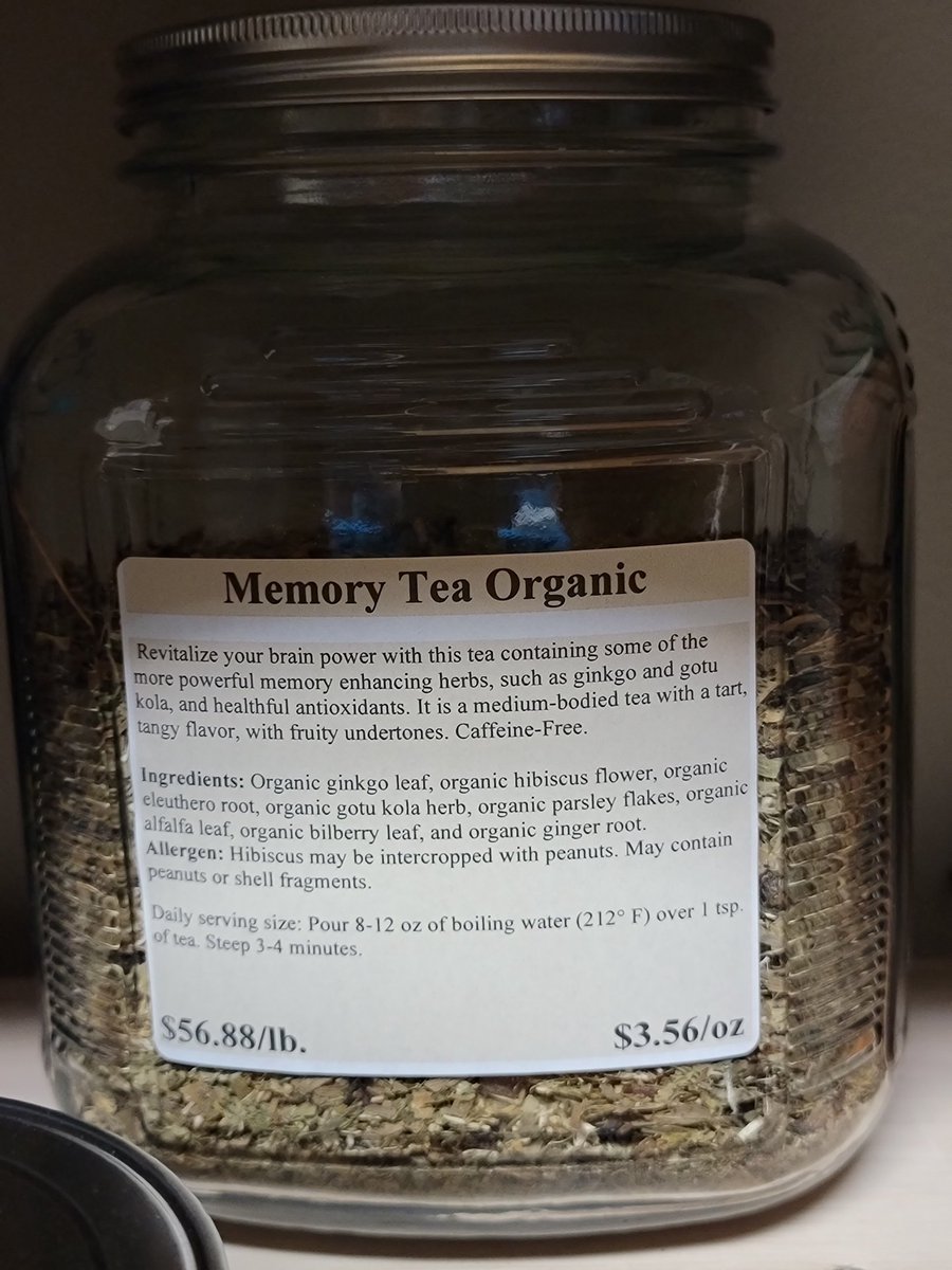 BroSunSisMoon19's tweet photo. Idk how many times you have, but countless times I walk into a room and have forgotten why. Well, now say hello to memory tea is said to help with that memory problem. Revitalize your brain power with this tea. https://t.co/wsDPWO2Jlo #teaoftheweek #memory #memorytea #brainfood https://t.co/EYy9AlJouL