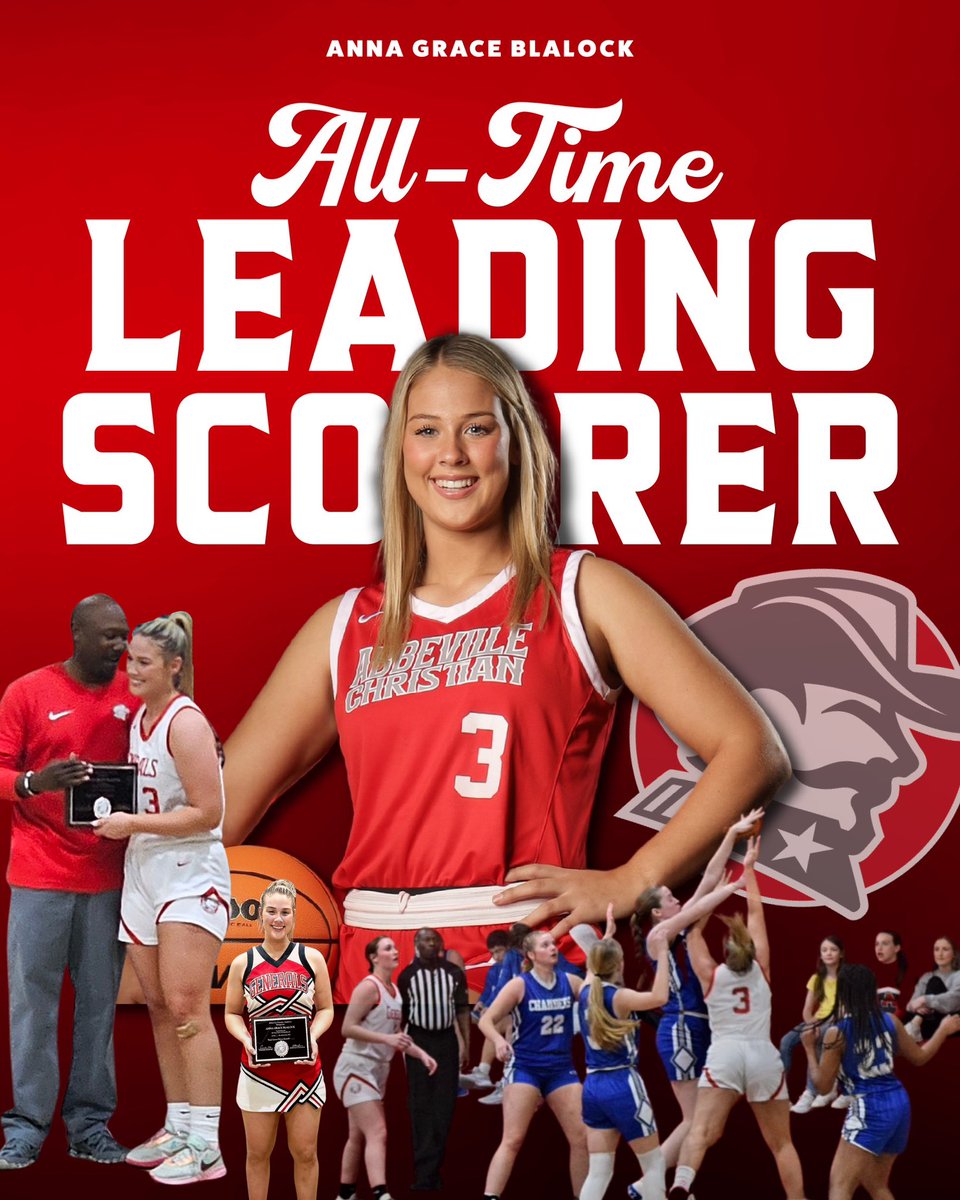 ACAGeneralsAth's tweet photo. History made 🏀 

Senior @agblalock3 has etched her name in our record books as the all-time leading scorer. Breaking the previous record of 1600, she finished last night’s game with an impressive 1608 career points. 🎉 
#RecordBreaker 
#LeadtheCharge
#GeneralsBasketball https://t.co/9VRbvKSmtv