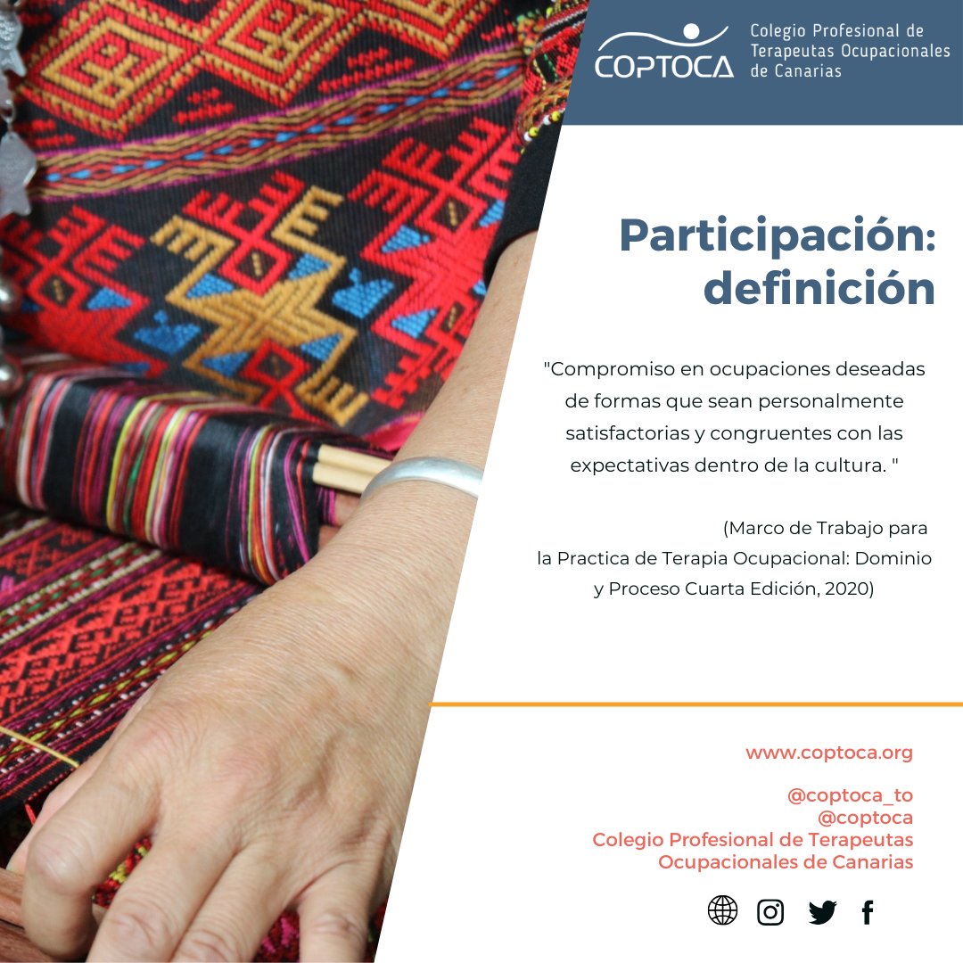 coptoca's tweet photo. Nueva definición dentro de la terminología de la terapia ocupacional.
#terapiaocupacional #terapiaocupacionalcanarias #occupationaltherapy #difusionTO #coptoca #coptocahace https://t.co/xKmsMPKCXm