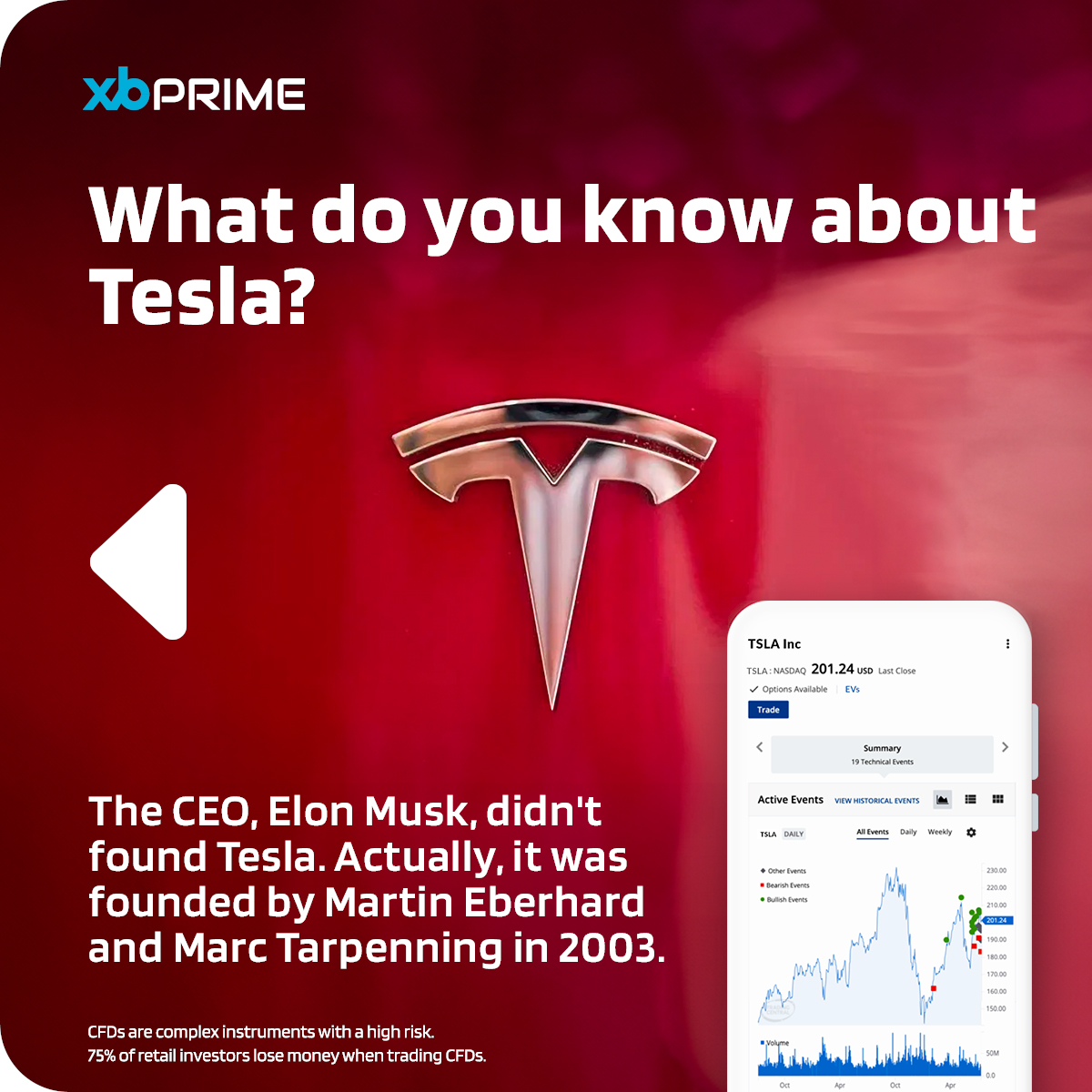 xb_prime's tweet photo. Did you know that Elon Musk is not the founder of Tesla? 🤔😱

#trading #cfdtrading #xbprime #primeconditions #trader #nocommission #lowspreads #fastexecutions #highleverage #nocommision #zerocommission  #tesla #teslacars #teslacommunity #stocks #stockmarket #TeslaStocks https://t.co/AmxUSL6QqD
