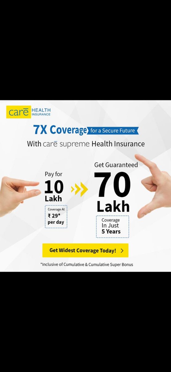 Abhimandagiri's tweet image. 🛡️ Our insurance plan offers 7X coverage in just 5 years, unlimited restoration, no room rent or ICU charge caps, cashless claims, and more! 🌐 Don't miss out on the ultimate protection. 
Connect with us prumob.page.link/3Zuf 

#InsuranceRevolution #CoverageGoals