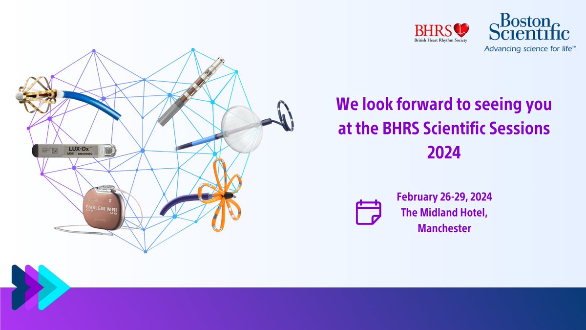 BHRS (@bhrsociety) on Twitter photo We look forward to having <a href="/BSC_RhythmUK/">Boston Scientific CRM/EP UK & IRE</a> exhibiting at the British Heart Rhythm Sessions main exhibition 27 – 29 February.
You can also join them 26th Feb for the Hands-on Simulator Training Day. #BHRSimultation
More info & registraton 👉 millbrook-events.co.uk/BHRSSessions24
#bhrsessions We look forward to having <a href="/BSC_RhythmUK/">Boston Scientific CRM/EP UK & IRE</a> exhibiting at the British Heart Rhythm Sessions main exhibition 27 – 29 February.
You can also join them 26th Feb for the Hands-on Simulator Training Day. #BHRSimultation
More info & registraton 👉 millbrook-events.co.uk/BHRSSessions24
#bhrsessions