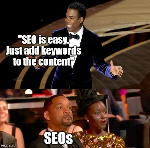 seogreetings's tweet photo. When people talk about keyword density #seo #meme https://t.co/GKYromXkI7
