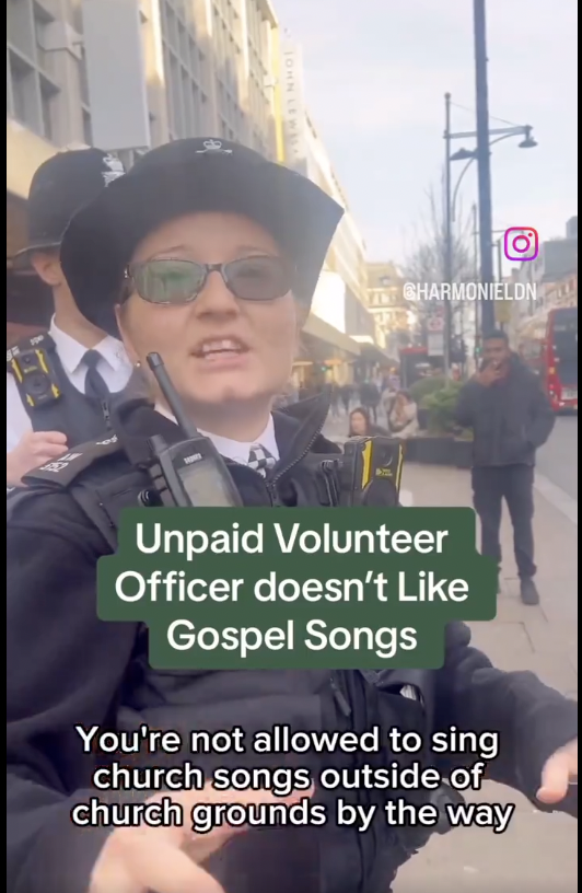 MartinDaubney's tweet photo. THE RELIGION OF POLICE? In modern Britain, you're "not allowed to sing Christian church songs outside of a church"

But you're allowed to bring central London to a standstill with a mass Muslim prayer - while the police simply look on #TwoTierPolicing