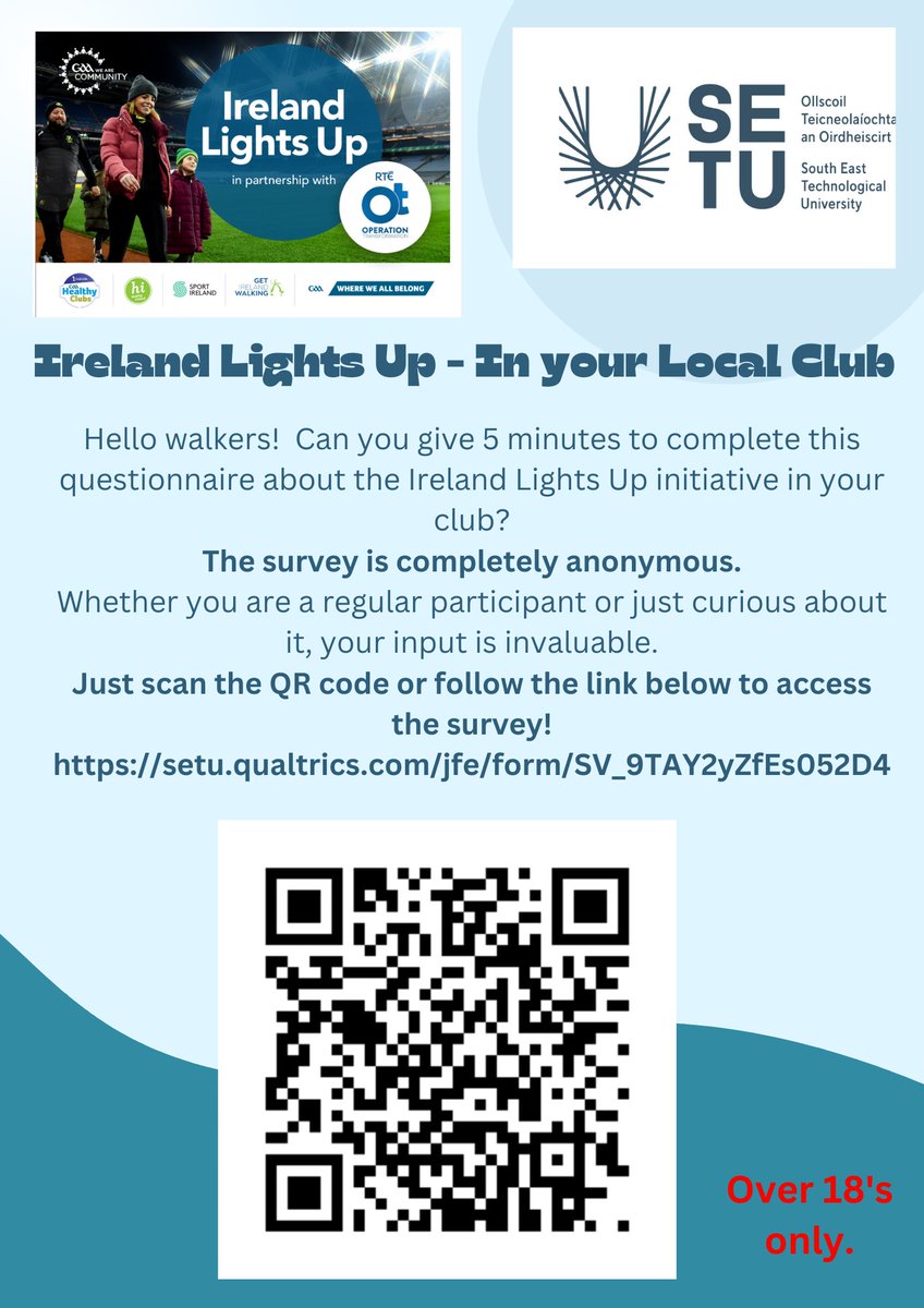 Are you taking part in Ireland Lights Up? If so, could you please complete the attached questionnaire which has been developed by SETU to understand how to make Ireland Lights Up even more accessible and enjoyable for everyone. Thank you very much. setu.qualtrics.com/jfe/form/SV_9T…