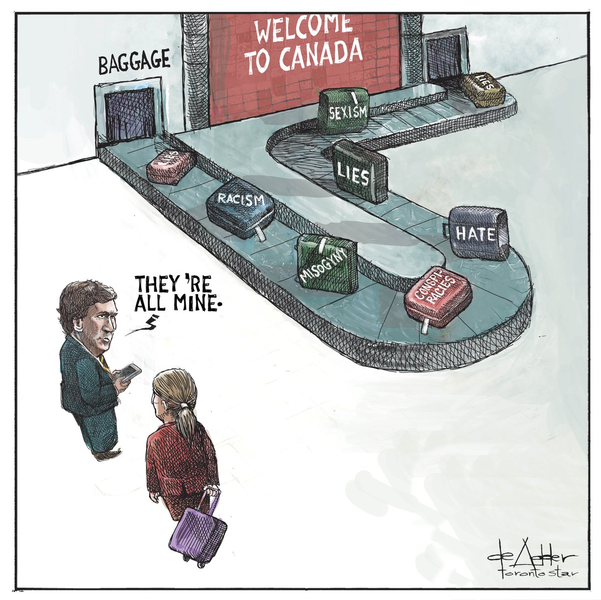 Tucker Carlson's arrival in Canada