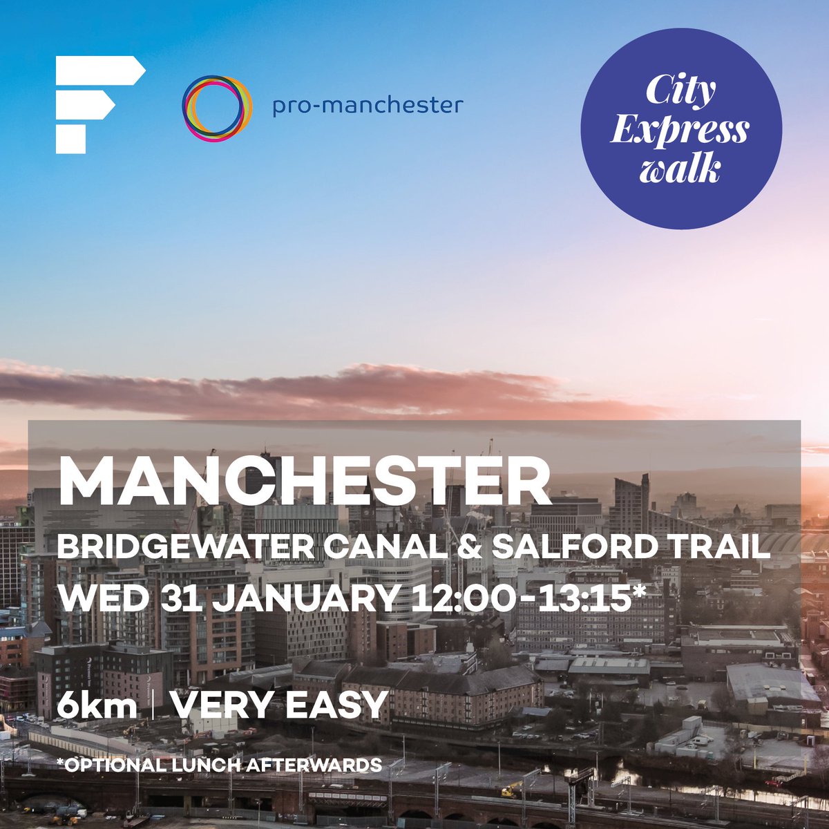 Make your Monday brighter and hop onto our mid-week Manchester express walk 🥾🥾 Get your lungs filled, your legs stretched and meet some of the cities movers. Fresh Air, Fresh Body and Mind, Fresh connections, Fresh perspectives #Freshwalks Book now > eventbrite.co.uk/e/city-express…