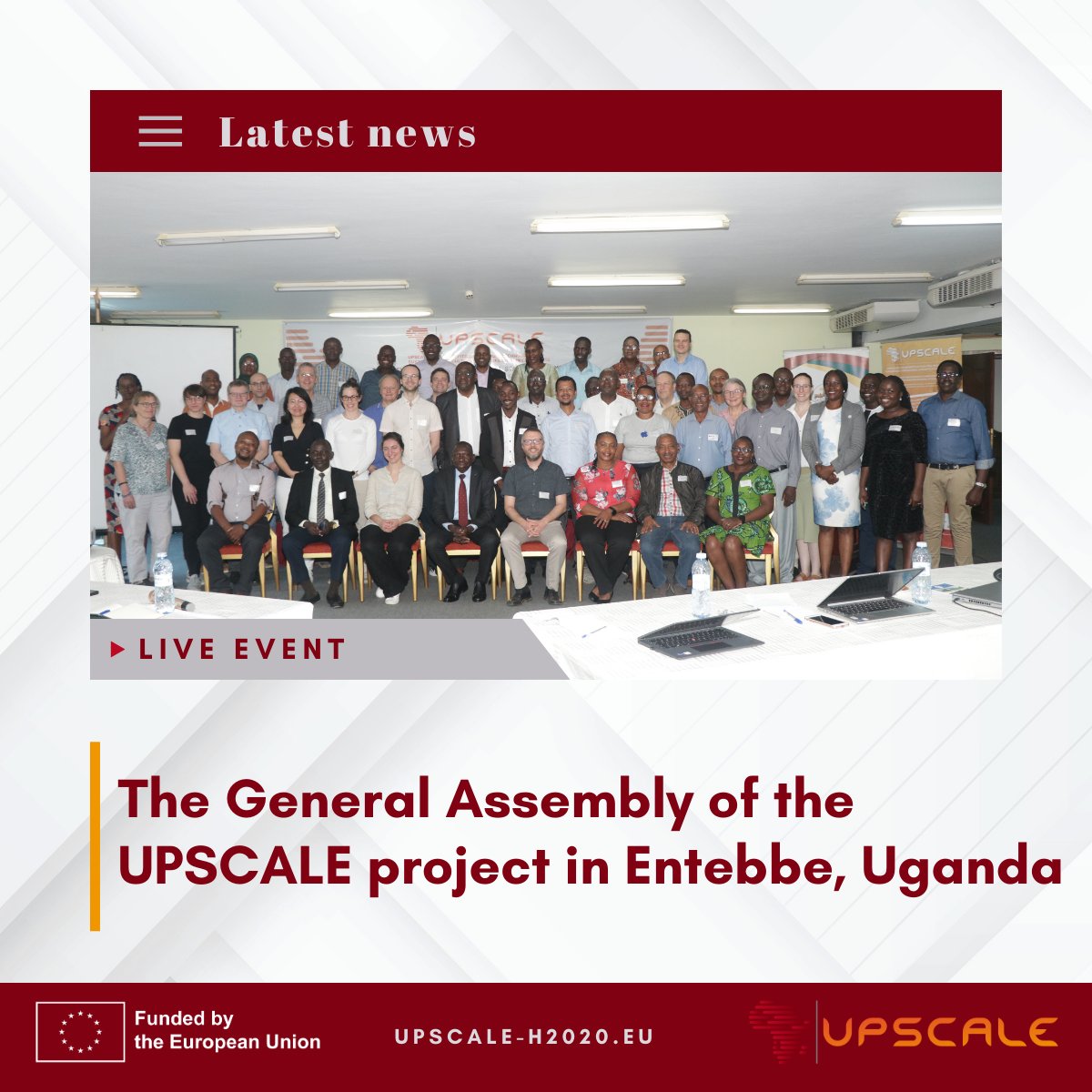 📢 LIVE NOW IN UGANDA 

​The General Assembly, hosted by the <a href="/narouganda/">NARO Uganda</a>  kicks off today in Entebbe, Uganda! From January 29th to February 2nd, the consortium will have time to discuss push-pull tech achievement in the UPSCALE project.

Stay tuned!​

#Sustainability ​#UPSCALE