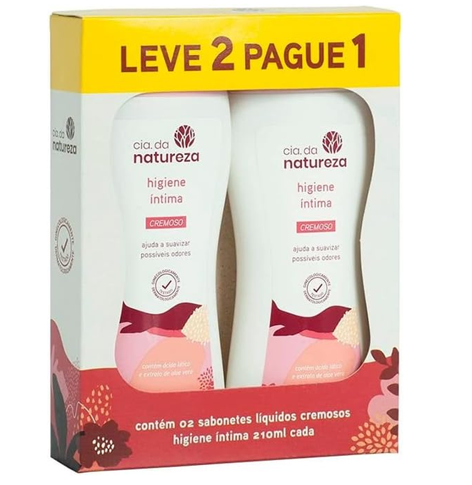 Muriel Sabonete Íntimo Cremoso Vermelho Cia Da Natureza 420 Ml 2 Unidades