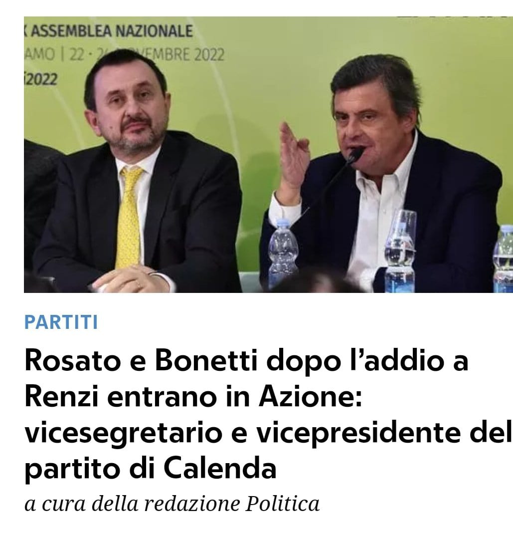 Hanno costituito "Per"...loro e oggi sono stati nominati. Cambia il capo, non i nominati. 
Non ce l'ho con <a href="/Ettore_Rosato/">Ettore Rosato</a> e <a href="/elenabonetti/">Elena Bonetti</a> , loro hanno fatto ciò che hanno sempre fatto, senza voti, ma con chi ce li ha fatti subire. Però io l'avevo detto !