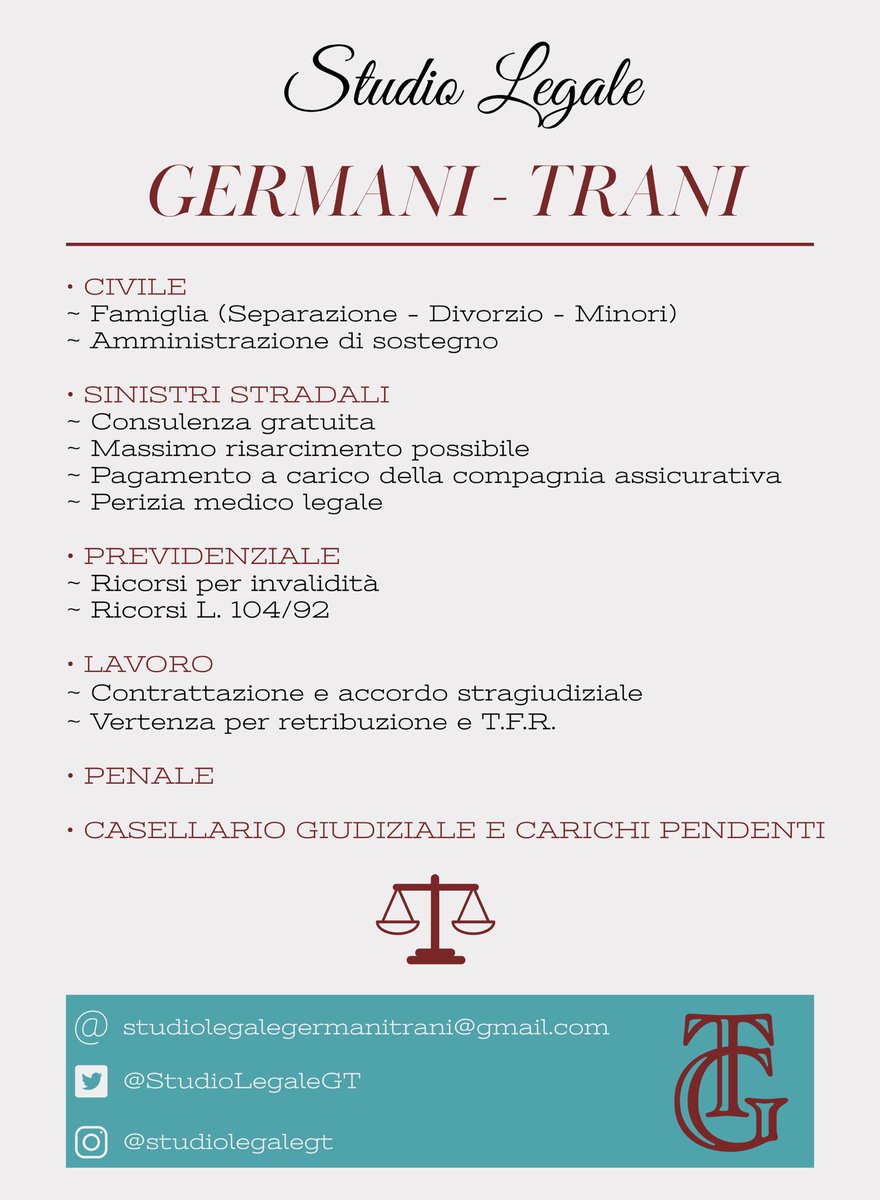 Per ogni altra materia contattateci e valuteremo se rientra nelle nostre competenze. E ricordate #Consulenza gratuita! #legge #diritto #dirittocivile #dirittopenale #avvocati #avvocatiroma #studiolegale #dirittodellavoro #dirittodifamiglia