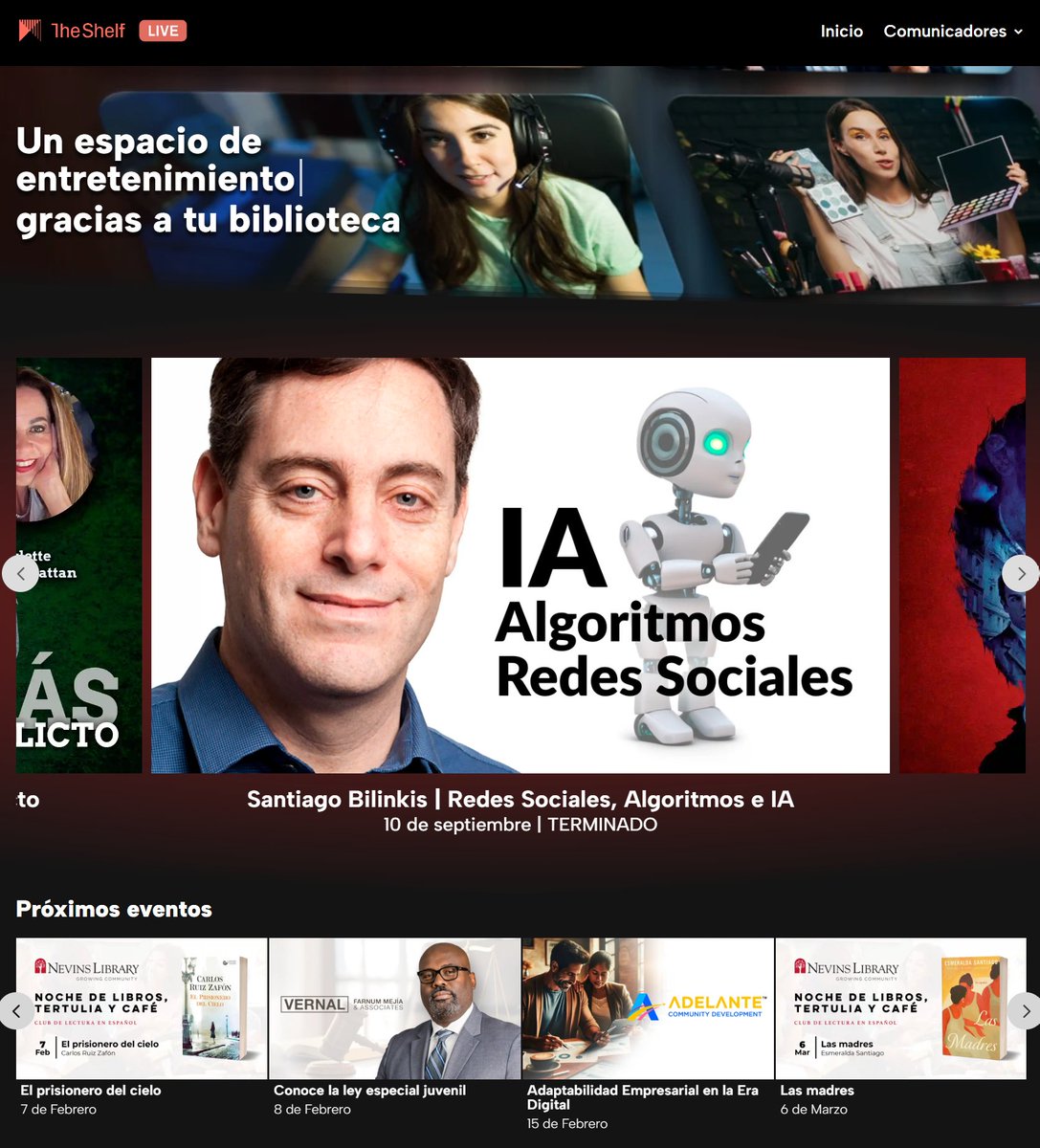 The Shelf LIVE: Un espacio de #eventos #EnVivo gracias a tu #biblioteca.
😍👉 live.theshelf.tv