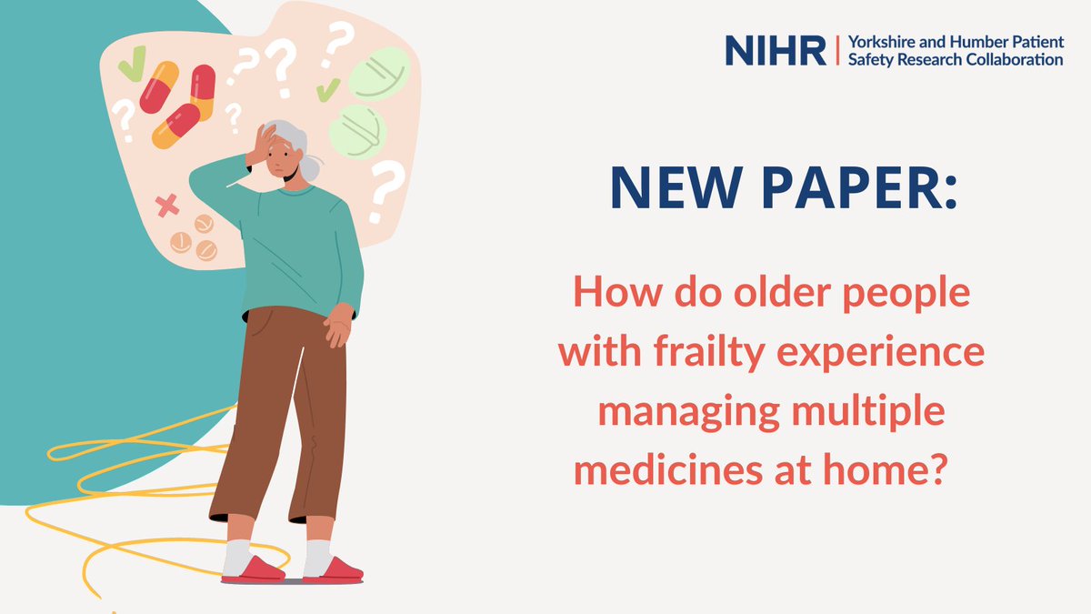 📜 New paper @giorgiapre @bethfylan @MedicinesDavid @DanielOkeowo2 @jon_silcock 👉doi.org/10.1111/hex.13… How do older people with frailty experience managing multiple medicines at home? We interviewed 32 older people living with frailty. Our analysis produced five main themes: