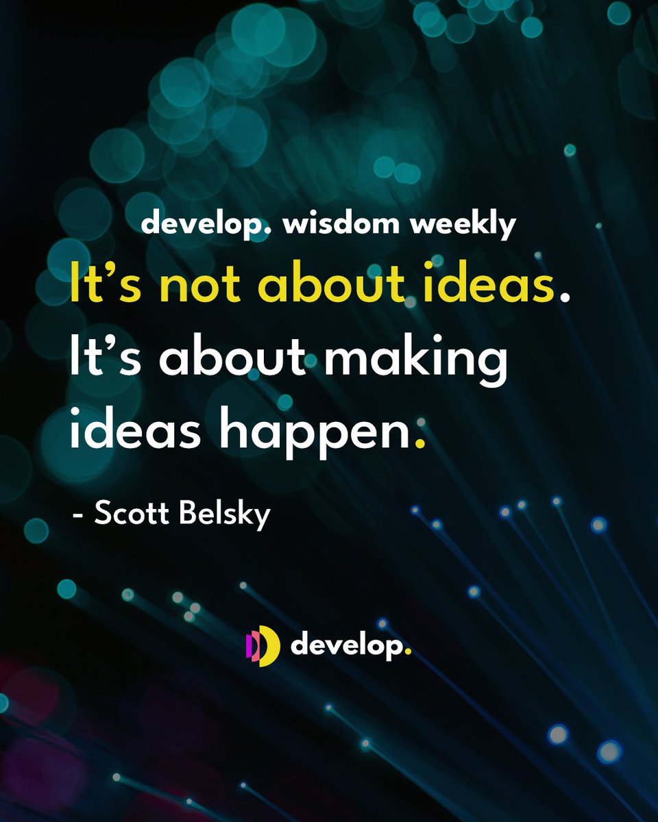 It's not about ideas. It's about making ideas happen. - Scott Belsky . . . . . #developWisdomWeekly #QuoteLife #QuoteOfTheWeek #developRec #TechInspiration #JoinUs #developLife #TechCulture #MondayMotivation #MondayQuotes #MondayThoughts