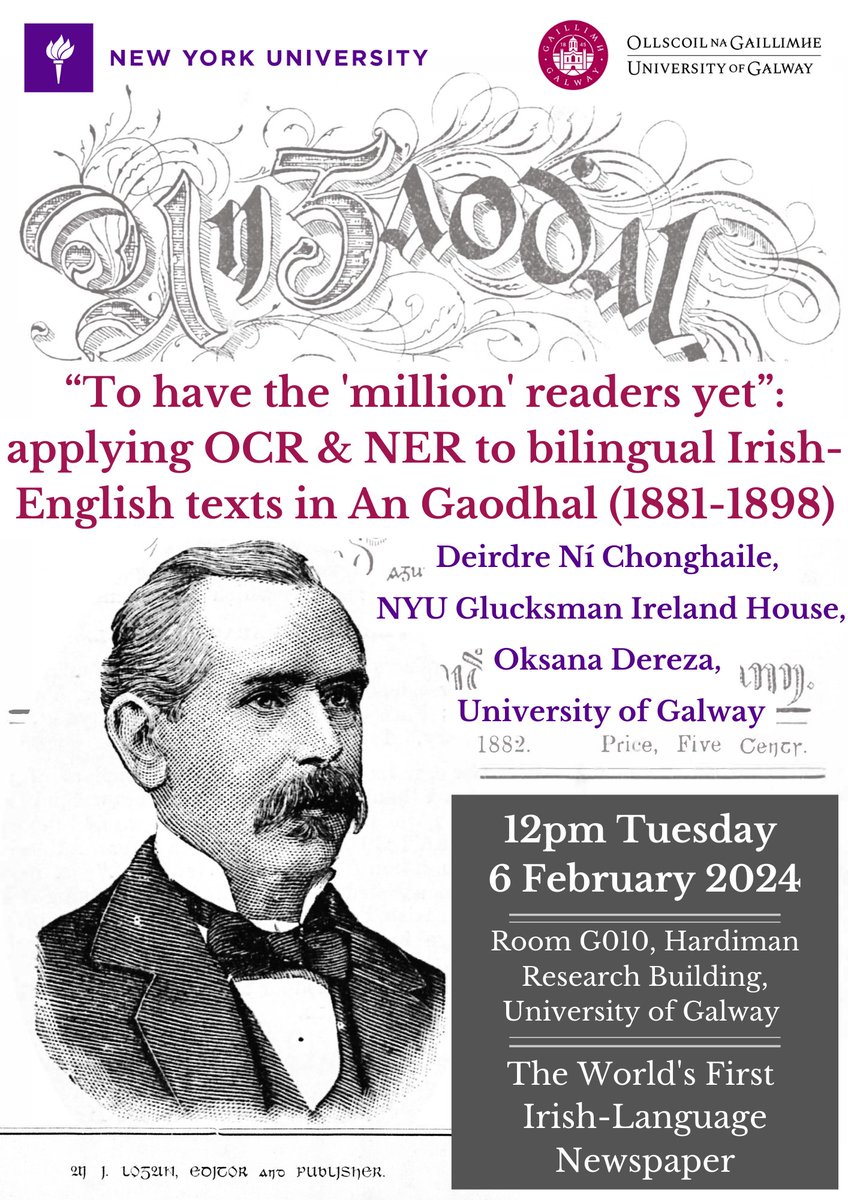 Aran Songs (@aransongs) on Twitter photo Livestream Zoom link to follow. In the meantime, date for your diaries: 12pm Tues 6 Feb on campus at <a href="/uniofgalway/">Ollscoil na Gaillimhe | University of Galway</a> Fáilte roimh chách. Thx Digital Humanities Research Group for invite #AnGaodhal #AI #artificialintelligence #OCR #NER #Gaeilge #Irish #diaspora #NewYork #Brooklyn Livestream Zoom link to follow. In the meantime, date for your diaries: 12pm Tues 6 Feb on campus at <a href="/uniofgalway/">Ollscoil na Gaillimhe | University of Galway</a> Fáilte roimh chách. Thx Digital Humanities Research Group for invite #AnGaodhal #AI #artificialintelligence #OCR #NER #Gaeilge #Irish #diaspora #NewYork #Brooklyn