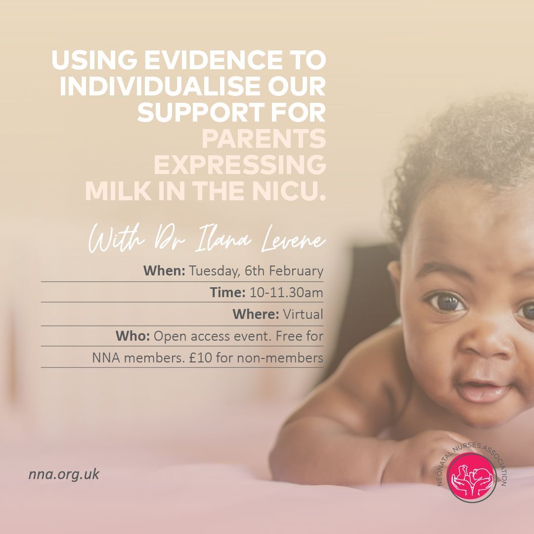 Book your place on our next FICare webinar 👇

On 6th Feb we will be joined by Dr Ilana Levene for ‘Using evidence to individualise our support for parents expressing milk in the NICU’.

Free for NNA members. £10 for non-members.
buff.ly/3UpSmlc

#NeonatalNursing #ficare