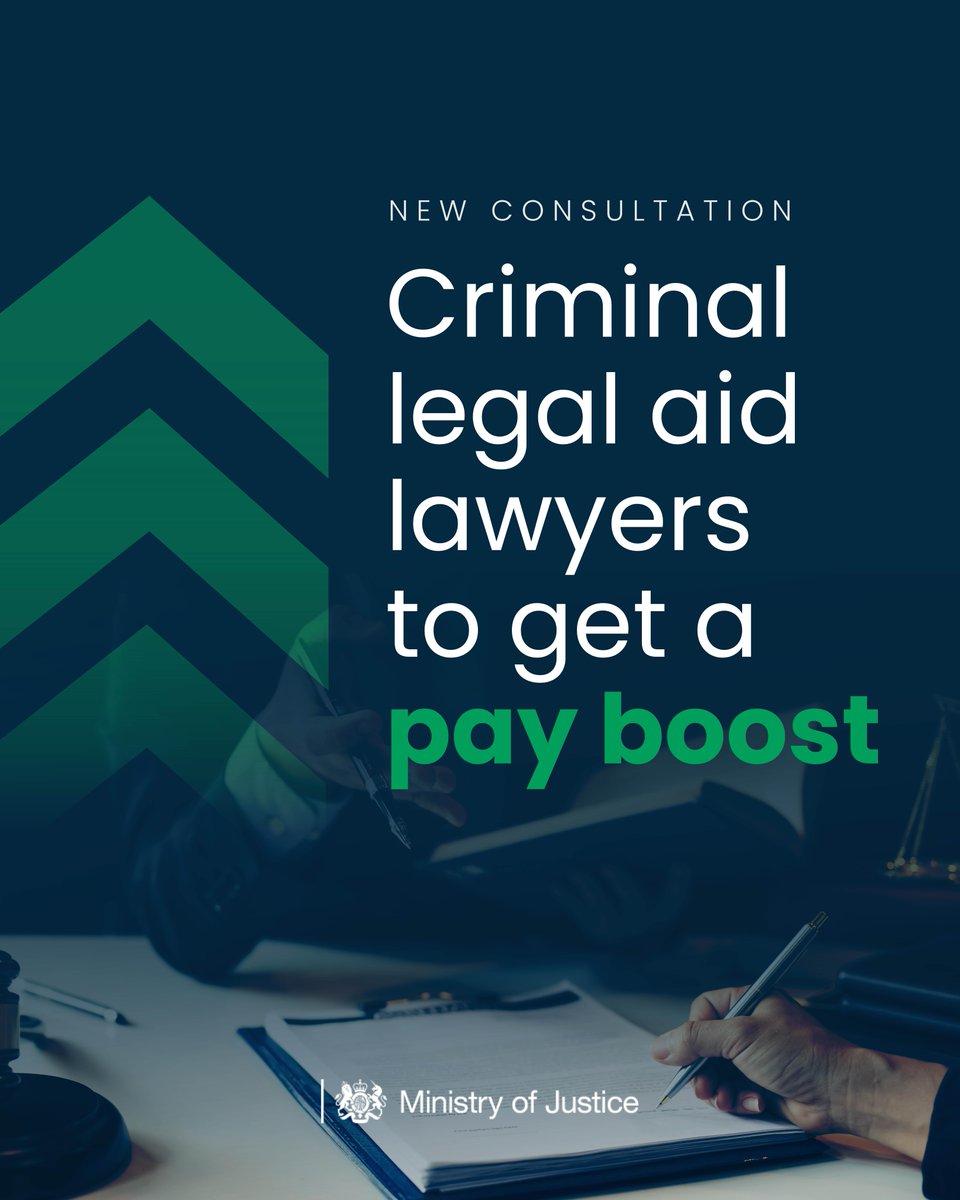 Criminal legal aid lawyers deserve to be paid fairly for the vital work they do. This is why we’re proposing a pay boost for criminal legal aid solicitors working in police stations and youth courts. Have your say: gov.uk/government/new…