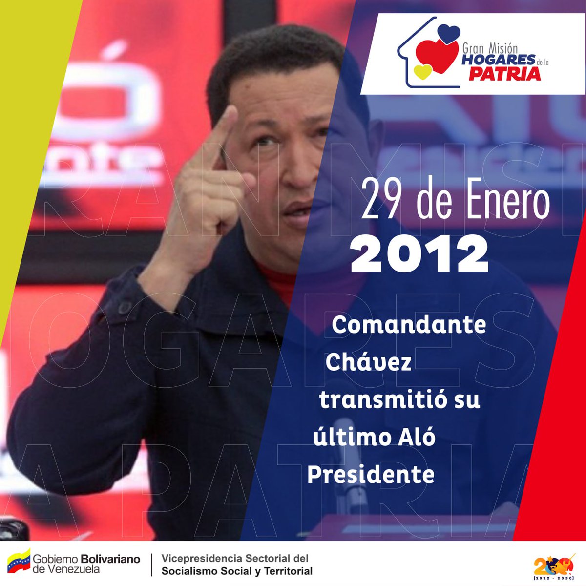 #EFEMÉRIDE 🗓️ | El #29Enero de 2012 se transmite el último programa de Aló Presidente. Fue un programa de radio y luego de televisión, moderado por el Comandante Chávez, se ha convertido en un material audiovisual que constituye una invaluable colección de referencia histórica.