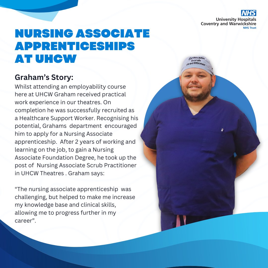 Read Graham's story around undertaking the Nursing Associate Apprenticeship with @nhsuhcw #NAW2024