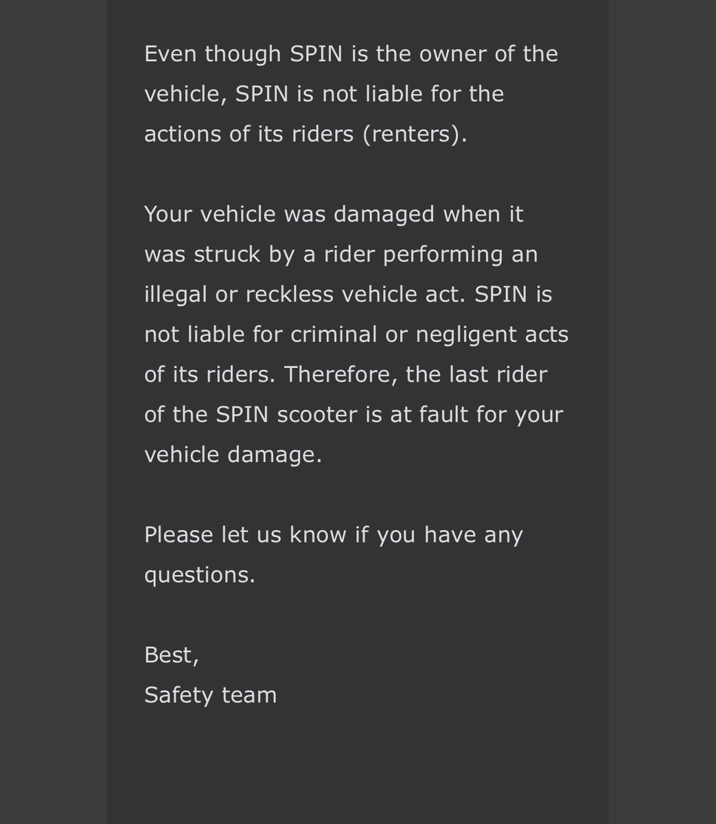 PatelAkunj's tweet photo. @ridespin one of your riders illegally crossed the road and took the mirror off my car and dented my car , but there’s nothing you can do? Some bs that I have to take the loss and pay for the damages. And the person walks away with a slap on the wrist. https://t.co/8zv33Pztwd