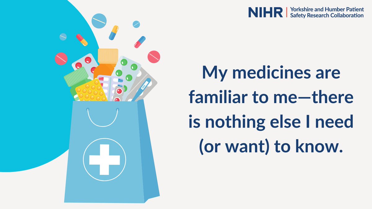 My medicines are familiar to me—there is nothing else I need(or want) to know:
People described being familiar with medicines, taking them automatically (sometimes without knowing what they were), trusting healthcare teams without question &amp; the systems that connected those teams