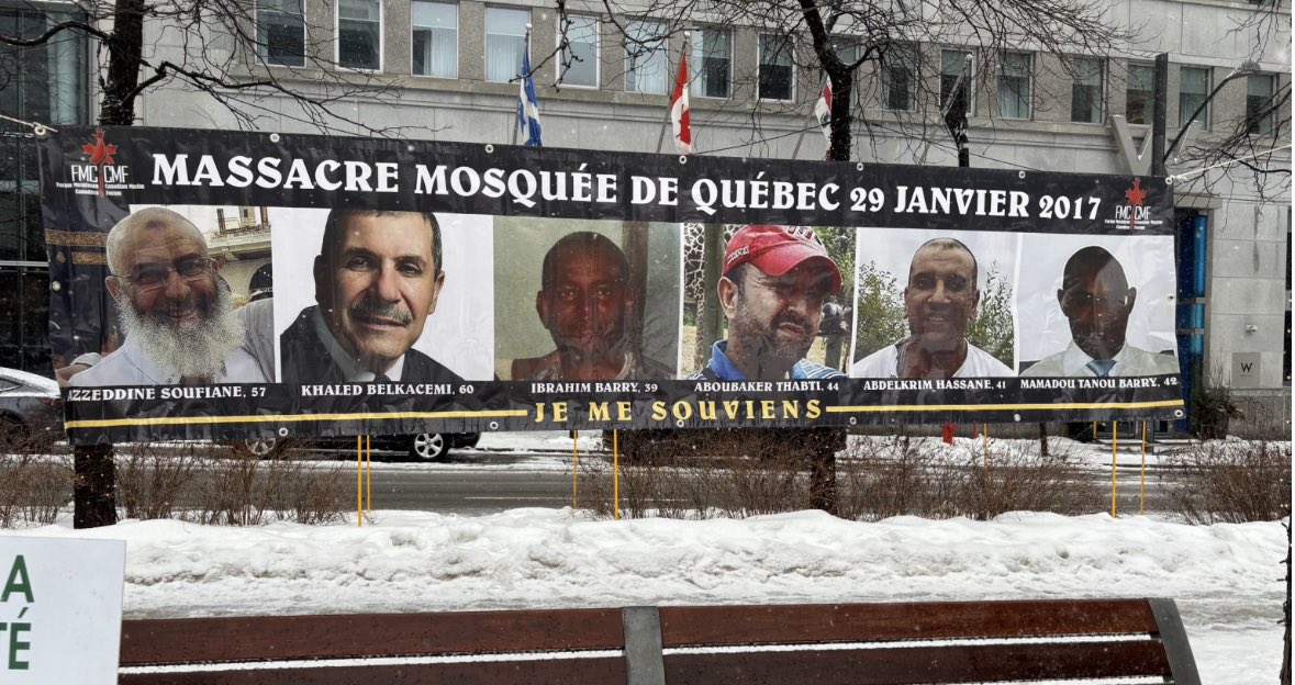 A ceremony will take place to honour the memory of the six Muslim men killed in the 2017 Quebec City mosque attack - seven years ago today. READ: montreal.citynews.ca/2024/01/29/cer… Photo credit: Miguel Fowke-Quintas, CityNews Image