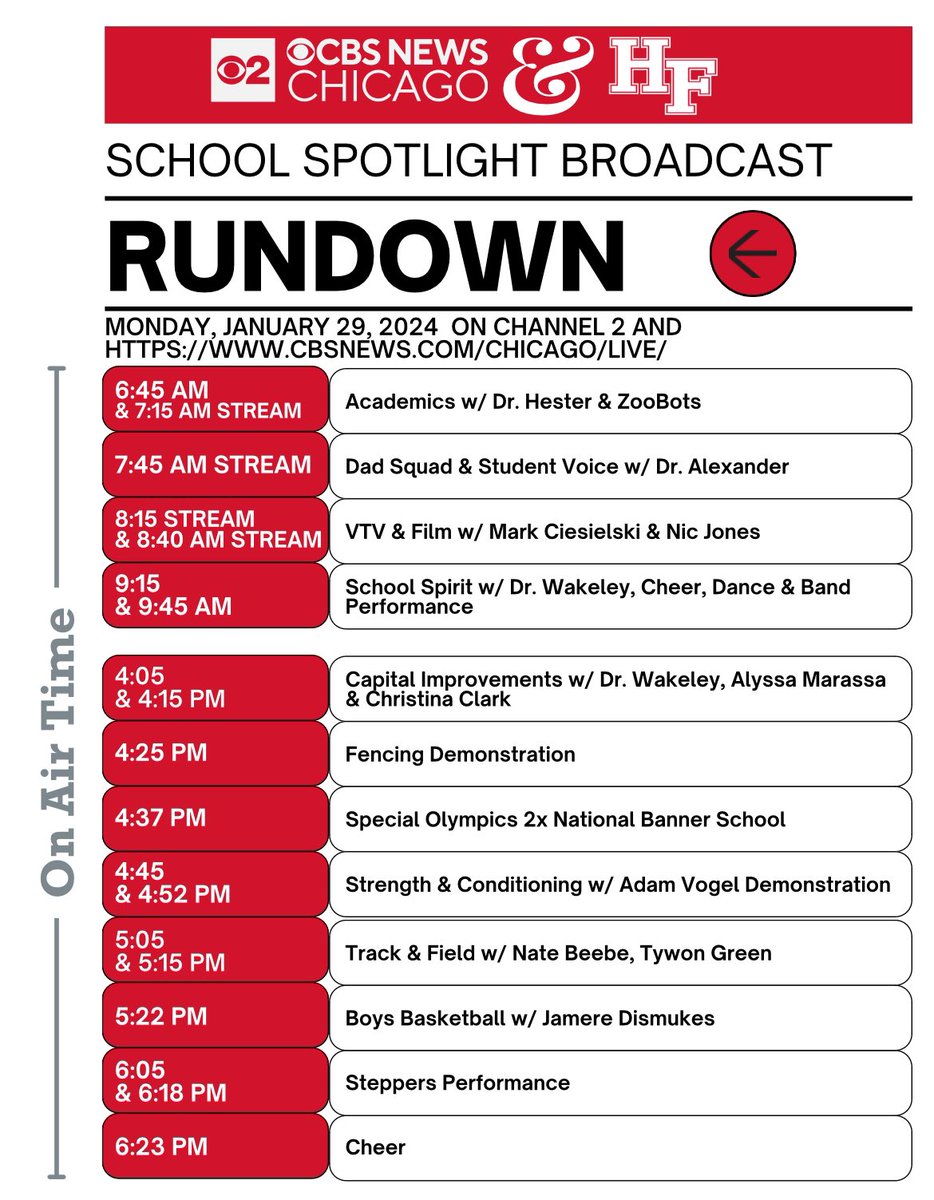 📣Calling all Homewood-Flossmoor High School Band fans! 🎶
🎷Tune in to CBS Chicago today to see HF’s School Spotlight! <a href="/HFHS59/">HF High School</a> will be LIVE on Channel 2 all AM &amp; PM!
🎺The Band is scheduled to be on at 9:15 &amp; 9:45! 
 🎶Watch live here: cbsnews.com/chicago/live