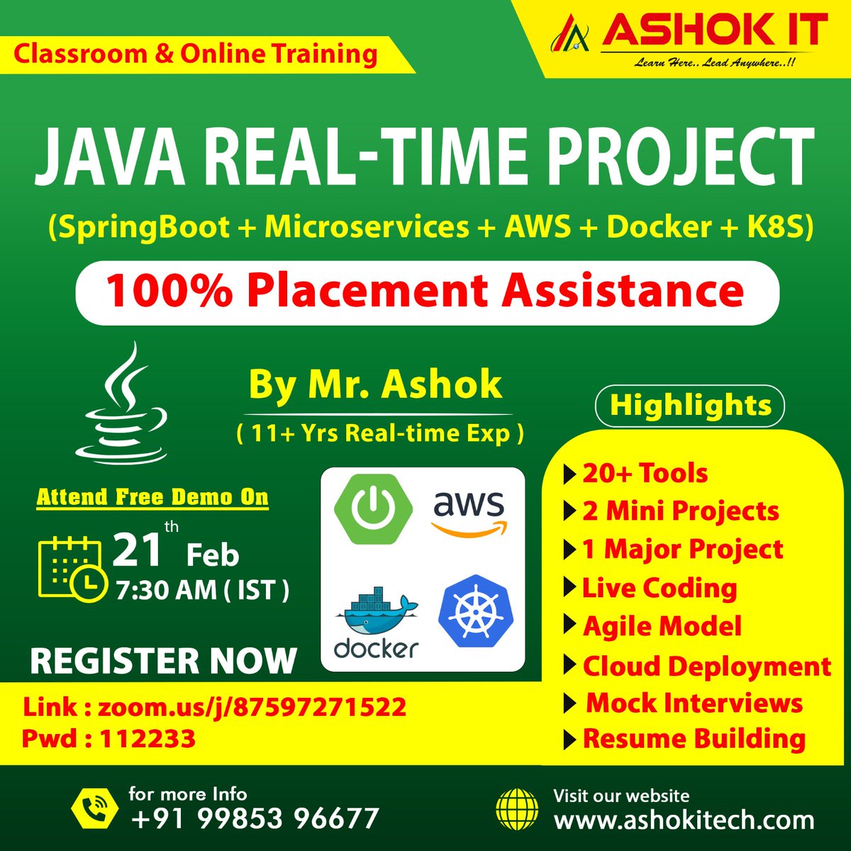 ashokitschool's tweet image. 🛑 Java Real-time Project 🛑
👉 Free Demo On 21st-Feb @ 07:30 AM IST
✍️ Enroll Now : bit.ly/459Oze6
📌 Classroom Location: maps.app.goo.gl/WymfmhM3zjMqhD…
#java #fullstackdevelopment #RealTimeProjects #onlinetraining #Freedemo #ashokit