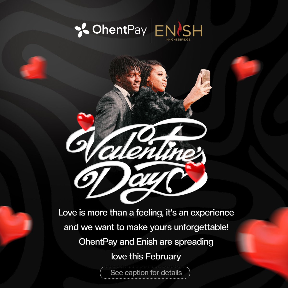 ohentpay's tweet photo. What are your plans this Valentine's? 👩‍❤️‍👨

Over here, we're sponsoring 5 lucky people (and their partners) to an expense-paid dinner date at an Enish Restaurant in London!

Want to stand a chance? Start by retweeting this and completing the instructions here - https://t.co/nS3THJwqP8

#LoveWithOhentPayxEnish