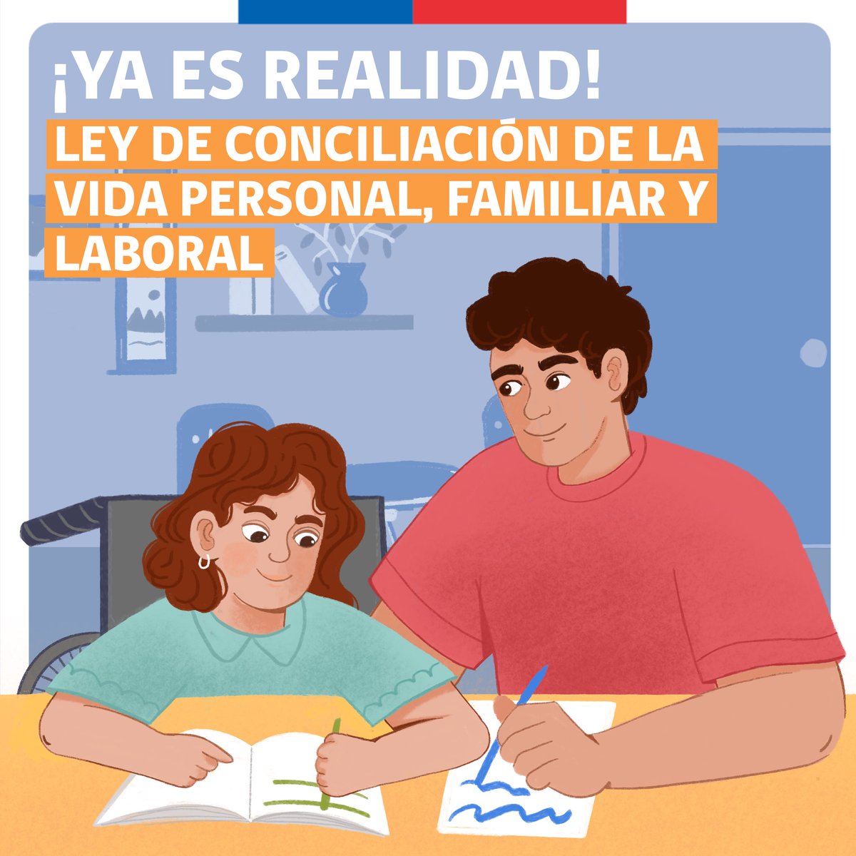 MintrabChile's tweet photo. 🟢Desde hoy entra en vigencia la Ley de Conciliación de la Vida Personal, Familiar y Laboral. 

Con esto, buscamos promover la corresponsabilidad de los cuidados y fortalecer el equilibrio entre el trabajo y la familia 🫂 https://t.co/PcVrun84Kp